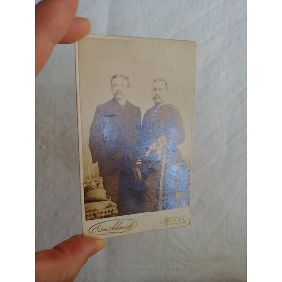 Antique CDV twin brothers, 1893 german photo Osw. Schmidt in Pirna, vintage - Picture 4 of 5